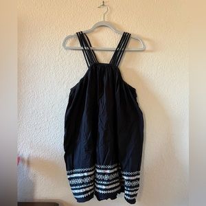Free People Black Strappy Halter Dress/Tunic with Embroidered Detail